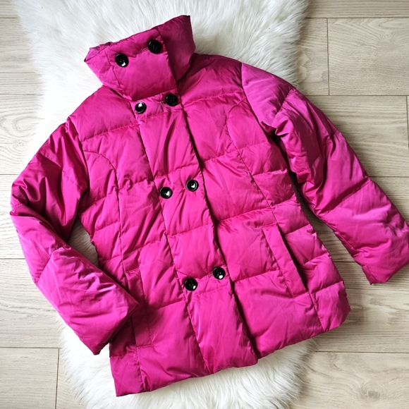 Lands' End Down Feather Insulation Girls' Outerwear Magenta Puffer Jacket L 14 - Picture 1 of 16